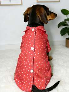 2026 New Front Button Shirt, Dachshund Shirt, Star Pattern Shirt, Wedding Vacation Casual Holiday Outfit, Pet Clothes, Personalized Printed Shirt For Small/Medium Dogs Like Teddy, Pomeranian, Bichon Frise - Pink - View 4