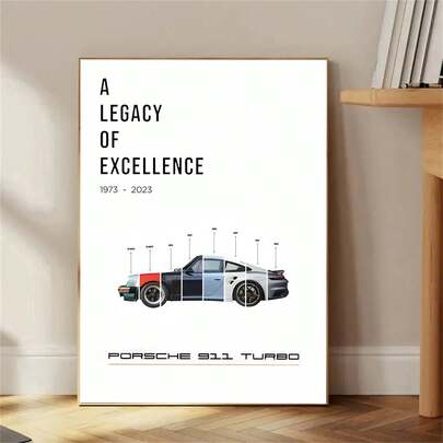 1 Piece Unframed 911 GT3 Racing Car Canvas Poster, Sports Car Design Poster, High-Quality Wall Art Decor, Suitable For Bedroom And Living Room