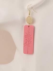 1 Pair Handmade Embossed Coral Pink Soft Clay Dangle Earrings, Suitable For Island Vacation, Party, Also As Travel Souvenir - Coral Pink - View 6
