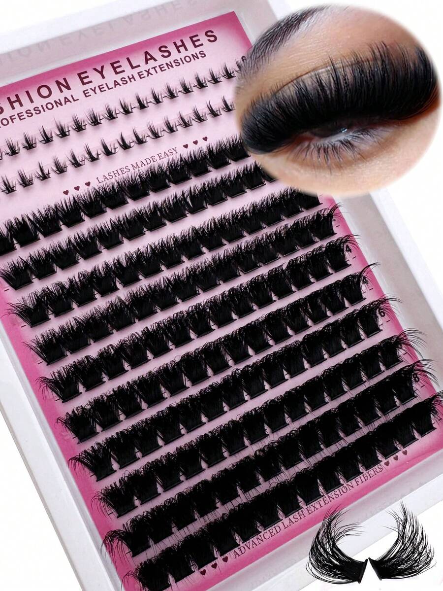 160D Extra Long Lashes, 6-18mm Length, DD Color, 178pcs/Pack, Thick Individual Lashes, DIY Eyelash Extension, Cartoon Style, Mink Material, Suitable For Various Makeup Looks, Reusable, Applicable For Daily Makeup, Cosplay, Daily Life, Wedding, Date, Party, Music Festival, Halloween, Christmas And Other Occasions - DD - 查看 1