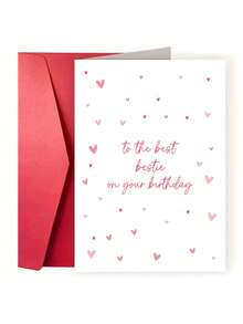 1pc Best Friend Birthday Card For Her, Cute Bestie Birthday Greeting Card, Personalized Friend Birthday Card, Includes Envelope, Sweet & Fun Design - Multicolor - View 7