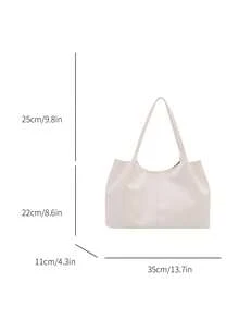 新款法式大容量手提包，独特设计女士通勤上学手提包/单肩包 - 白色 - 查看 3