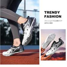 26 男士运动鞋,男士田径鞋,时尚黑白低帮系带钉鞋,抓地力强,鞋钉可拆卸,适合比赛和运动,爆发力十足,速度感稳定,男女通用钉鞋,适合短跑、中长跑、三级跳远等运动。 - 黑灰色 - 查看 9