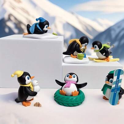 4pcs Collectible Penguin Figurines, PVC Craft, Micro Landscape Decor, Gardening Ornaments, DIY Decoration, Home Office Accessories, Car Interior Decor, Small Gift