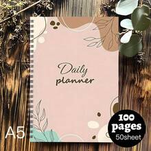 1pc Undated Daily Planner Notebook With Priority Tasks, Notes, Mood And Water Intake Tracker, Keeping You Organized - A5 - View 1