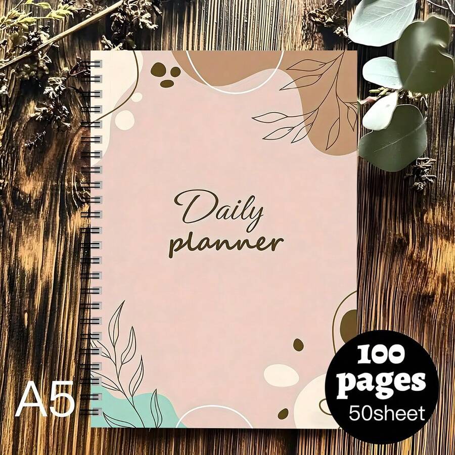 1pc Undated Daily Planner Notebook With Priority Tasks, Notes, Mood And Water Intake Tracker, Keeping You Organized - A5 - View 1