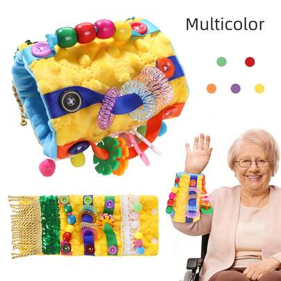 1 chiếc dụng cụ hỗ trợ cảm giác cho người mắc bệnh Alzheimer, vòng đeo tay tập luyện phục hồi chức năng cho người cao tuổi, đồ chơi xúc giác thông thường, bài tập nhận thức bàn tay, phù hợp cho cha mẹ và người lớn tuổi, dùng được quanh năm, làm thủ công, màu phụ kiện ngẫu nhiên, một món quà thú vị và ấm áp dành cho chồng, vợ, ông, bà, mẹ và cha.