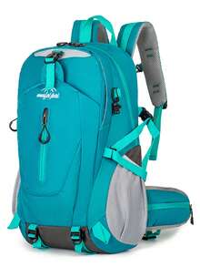 1pc Mountain Peak Embroidery + Multi-Pocket Design Waterproof Nylon Large Capacity Decompression Backpack, Zipper Closure, Outdoor Hiking, Trekking, Daily Commute - Multicolor - View 15