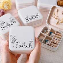 Personalized Butterfly Jewelry Box - Jewelry Travel Case, Bridesmaid Gift, Women's Gift, Mother's Day Gift, Bridesmaid Gift, Female Gift - Multicolor - View 4