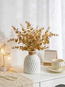 1/3/120片人造金桉树叶，仿真植物，适用于家居、餐厅、客厅、户外花园装饰、插花、摄影道具，适合春秋季节，可用于花瓶、花墙、花环、新娘捧花、婚礼装饰、DIY花环材料、生日派对装饰、家居装饰配件、情人节等。 - 金色 - 查看 4