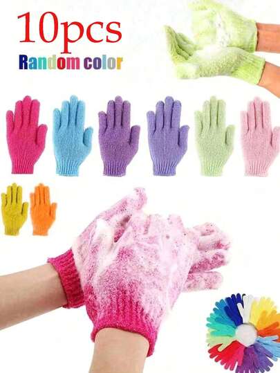 1/10双去角质手套，淋浴去死皮手套，适用于淋浴、SPA、身体按摩，中等去角质手套，用于去除沐浴后死皮，男女通用双面纹理去角质沐浴手套，去角质手套，死皮去除工具，天然身体清洁布，身体清洁工具，蓝色家居浴室装饰，秋季装饰，返校用品