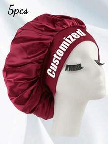 Personalized Custom Text Silk Hair-Like Soft Sleep Hat, Wide-Brim High Elasticity Head Cover, Beauty Shampoo Cap, Hair Protection Headband, Ladies Sleep Cap, Gift For Wife And Best Friend. - Multicolor - View 14
