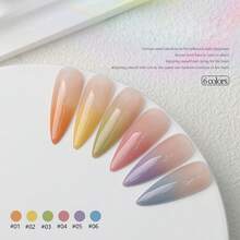 12毫升/瓶 2026新款彩色多巴胺果冻指甲油，冰透明白色指甲凝胶，蓝色、粉色、裸色、紫色共6种颜色，适合美甲沙龙DIY和家庭使用 - 彩色 - 查看 7