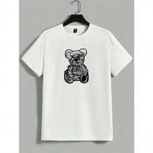 Kit Camiseta 30.1 e Short Tectel Conjunto Urso New Jornal Urbans Life Masculino Lançamento Promoção - Branco - Visão 3
