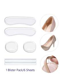 6/12pcs Transparent Silicone Anti-Slip Heel Grips, Adjustable Heel Liner Pads For Sandals & High Heels - Clear - View 9