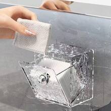 2pcs Expandable Wave Pattern Cosmetic Storage Box - Plastic Wall-Mounted Makeup Organizer For Pads, Cotton Swabs, Vanity, Bathroom - No Power Required Lipstick Holder Wall Mount Bathroom Vanity Makeup Mirror Cabinet Cotton Swabs Small Sundries Storage Rack - Transparent - View 1