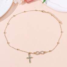 1pc Creative Personalized Rhinestone Cross & Infinity Symbol Pendant Necklace, Suitable For Women - 8-character Infinity - View 7