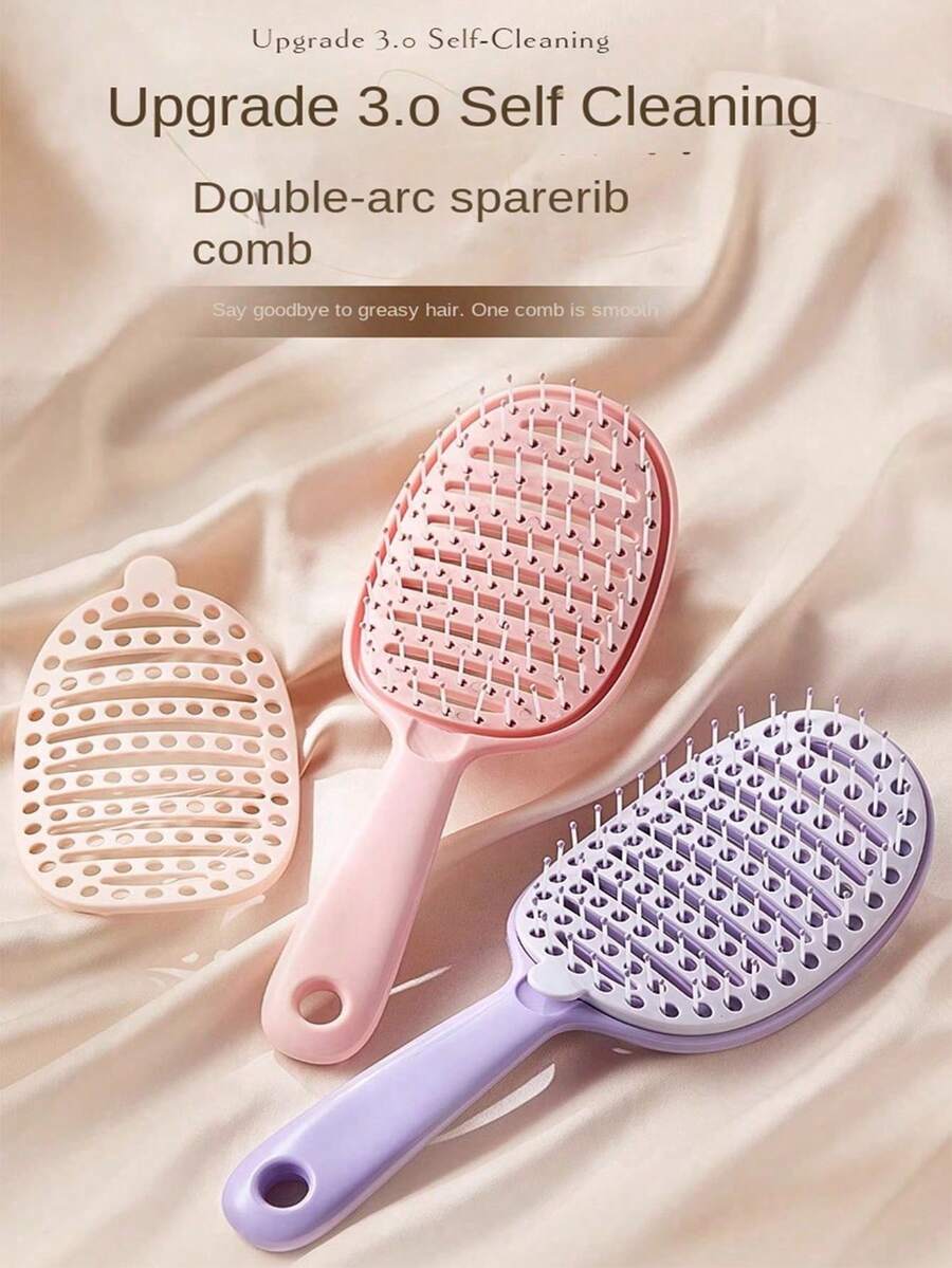 Self-Cleaning Hair Brush With Removable Pads, Easy To Clean Hair, Smooth Comb Without Pulling, Suitable For Women, Children, And Coarse Curly Hair Scalp Massage - Multicolor - View 1