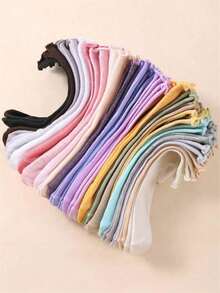 1 Pair/10 Pairs Spring & Summer Random Candy Color Ruffle Trim Minimalist Versatile Breathable Non-Slip Fashion Women Ankle Socks - Multicolor - View 4