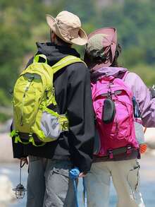 1pc Mountain Peak Embroidery + Multi-Pocket Design Waterproof Nylon Large Capacity Decompression Backpack, Zipper Closure, Outdoor Hiking, Trekking, Daily Commute - Multicolor - View 4