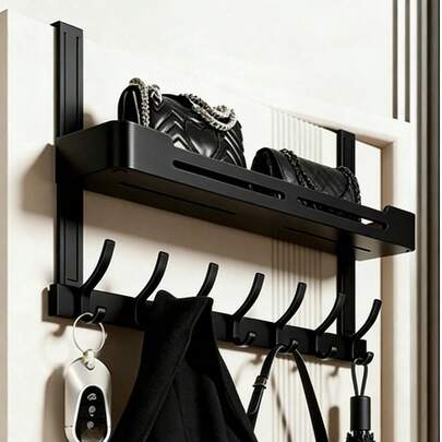 1 st. borrfri platsbesparande dörrkrok, tillverkad av högkvalitativ aluminiumlegering, enkel att installera, mångsidig förvaringskrok för badrum, sovrum med mera