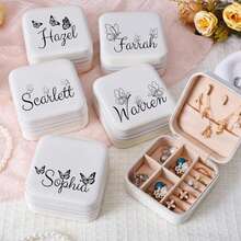Personalized Butterfly Jewelry Box - Jewelry Travel Case, Bridesmaid Gift, Women's Gift, Mother's Day Gift, Bridesmaid Gift, Female Gift - Multicolor - View 3