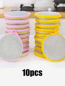10pcs Sponge Cleaning Pads, Essential Kitchen Cleaning Supplies, Double-Sided Magic Sponge Suitable For Dishes, Pots And Pans Cleaning, Highly Absorbent, Non-Stick And Non-Scratch, Applicable For Kitchen Sink, Tableware, Cookware Cleaning, Thick , Easy To Dry, Must-Have Kitchen Cleaning Items - Multicolor - View 9