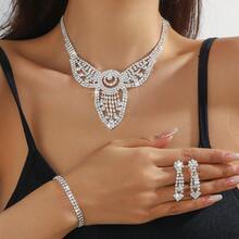 3pcs Luxury Rhinestone Jewelry Set: Necklace, Earrings, Suitable For Women's Daily Wear - Multicolor - View 19