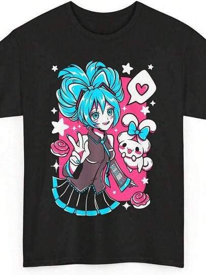 2026 NEW 180g Pure Cotton Unisex Tee Hatsune Anime T-Shirt MIKU Melodic Digital Diva Aesthetic Vovaloid Vibrant Style Vivid Pop Unisex T-Shirt Holiday Gifts, Cool Tops, Suitable For Gifting Parent-Child Matching Outfits,Men Clothes,Funny T Shirts,Men Gifts,Mens Tshirts,Summer Tops,Graphic Tee,Holiday Outfits For Women,Summer Holiday Outfits,Tops For Women,Holiday Outfits,Tops For Going Out,Party Tops,Streetwear,Spring Summer Picks,Girls Clothes,Boys Outfits,Family Matching Outfit,Matching Mum And Daughter Outfit,Girls Gifts Graphic T Shirts Graphic Tee Men Tops Men Clothes Tween Cirls'Printed Short Sleeve T-Shirt