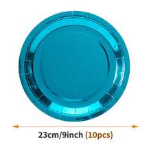 Peacock Blue Disposable Plates, Napkins, Cups - 10 Guest Party Supplies Set, Disposable Paper Plates Suitable For Birthday, Wedding, Theme Party, Family Picnic - Style 3 - View 8