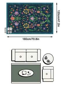 1 件波西米亚风花卉热带植物印花地毯，柔软仿羊毛大面积地毯，适用于浴室、厨房、玄关、走廊、床边、客厅、卧室，可机洗，家居装饰 - 彩色 - 查看 16