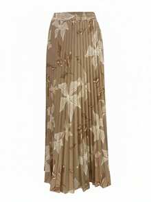 Long Pleated Crepe Skirt With Lining, Ideal For All Occasions. - 米色 - 查看 2