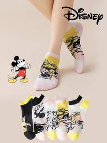 Disney 5双装女士短袜，礼品装，夏季袜子，卡通图案袜子，印有米奇、米妮、唐老鸭、黛丝等图案，舒适透气，时尚新颖袜子 - 彩色 - 查看 11