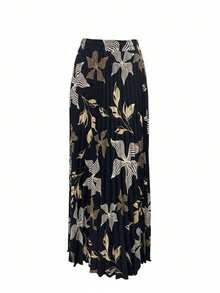 Long Crepe Skirt With Lining, Ideal For All Occasions. - 黑色 - 查看 2