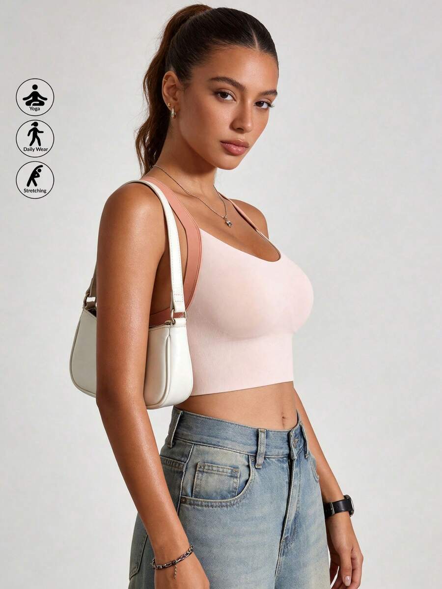 Runway Rest Yoga 2件裝舒適透氣女用內衣,聚攏提托運動內衣,內衣 - 粉色 - 查看 1