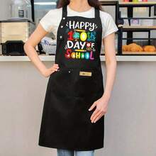 100-Day School Start Celebration Chef Apron - Thickened Kitchen Apron With A Happy "100 Days Of School" Design, Educational Symbols, And Pockets - Bright Colors, Suitable For Teachers, Students, And Cooking - Durable And Sturdy, Perfect For Classroom Parties And Birthdays - Một kích cỡ phù hợp cho tất cả - Xem 3