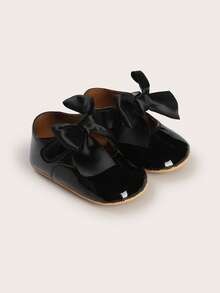 春秋新款女婴公主鞋 3-6-9-12 个月玛丽珍鞋 婴幼儿鞋 1 岁防滑学步鞋 - 黑色 - 查看 1