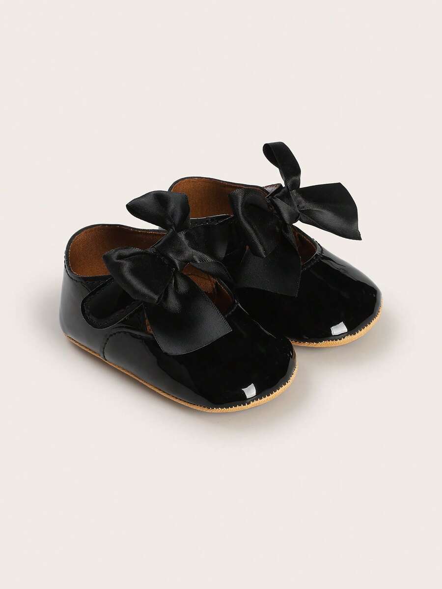 春秋新款女婴公主鞋 3-6-9-12 个月玛丽珍鞋 婴幼儿鞋 1 岁防滑学步鞋 - 黑色 - 查看 1