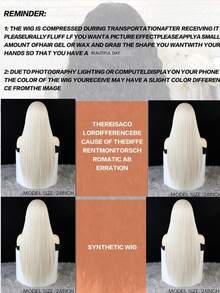 男女通用成人合成蕾丝前假发，13x3高温丝，直发，预拔发际线，180%密度，无胶耐热纤维假发，适合所有人群 - 彩色 - 查看 12