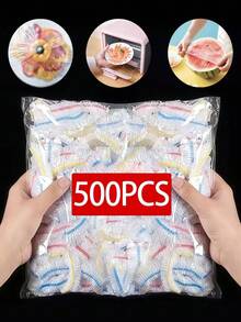 500/300/200/100/50/1入彩色彈性PE食品儲存蓋，可拉伸自密封塑膠碗蓋與保鮮袋，適用剩食、廚房冰箱食物防護，多用途防塵蓋與浴帽，野餐派對用品 - 彩色 - 查看 2