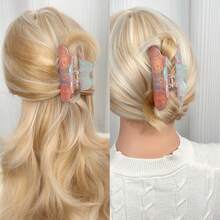 1pc Bofiya Elegant Acrylic Cloud Hair Claw Clip, Fashionable Chic Dopamine Ponytail Accessory - Multicolor - View 2