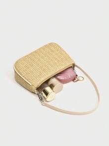 2025 New Korean Style Women Woven Handbag Shoulder Bag Straw Bag Retro Tote Bag Portable - Beige - View 8