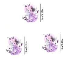 1pc/2pcs/3pcs Purple Girl Heat Transfer Printing Patch, DIY Iron-On Fabric Sticker Suitable For T-Shirt, Sweatshirt, Baseball Cap, Canvas Bag - 3PCS-s - View 1