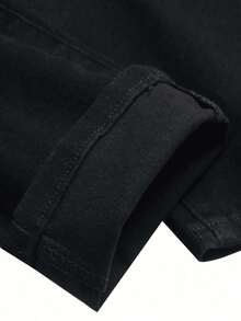 Stretch Denim Jeans, Men's Straight Fit Daily Slim Fit Jeans, Cotton Fabric Slant Pockets, Versatile - Black - View 6