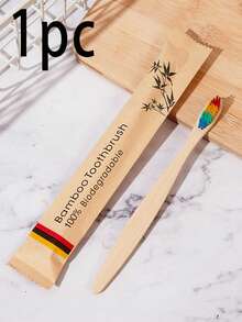 竹制牙刷，木柄手动牙刷，超柔软刷毛，呵护敏感牙龈，日常口腔护理，男女皆宜，酒店/旅行/商务/邮轮必备 - 彩色 - 查看 16