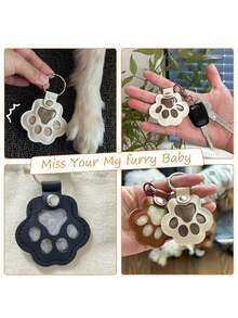 1pc/2pcs/3pcs Commemorative Leather Pet Hair Keepsake Bag - Multipurpose Portable Keychain, Cat Dog Hair Storage Keychain, Cat & Dog Lovers Gifts, Fur Keepsake Keyring - Pet Memorial Gifts, Suitable For Cats And Dogs, Pet Memorial Hair Storage Box, Dog Cat Paw Shape Leather Keychain Pendant - Multicolor - View 2