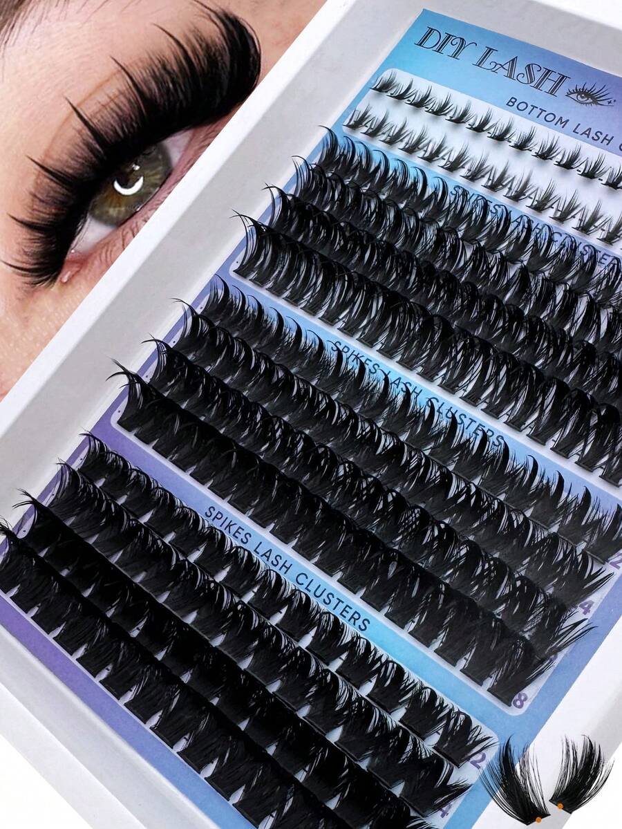 60D/100D/160D Bottom&Spiky Lashes Clusters 4 Styles Eyelash Bottom Lashes And Spikes And Eyelash Clusters Kit,246pcs/182pcs Russian Lash Extensions Kit Spikes Lash 3D Volume Eyelash Clusters,Volume Individual Lashes Cluster Extensions Spikes Lashes Clusters DIY Fairy/Manga Eyelash, 6-18mm Mixed Length, Natural & Soft, Multi-Type Natural Look, Suitable For Any Style, Reusable Makeup Accessories Lash Clusters, Eyelash Clusters, Individual Eyelashes, Lashes, Fake Lashes - DD - 查看 1