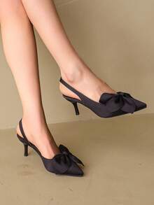 法式尖头露跟平底凉鞋，精致春日仙子软头套脚鞋 - 黑色 - 查看 4