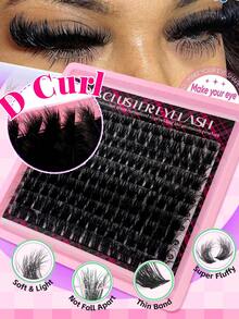 Eimny 150pcs Fluffy DIY Cluster Eyelashes 10-18mm Mixed Length Eyelash Extension 0.07mm Russian D Curl Thick And Reusable Dramatic Eyelashes For Beginners Easy To Use - 10 Rows Eyelash Clusters,Individual Eyelashes,Lashes,Fake Lashes - D - View 5