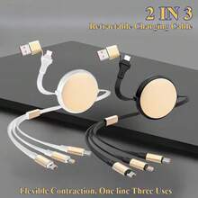 1条120W快充三合一可伸缩充电线，兼容 17 Pro Max/17 Pro/17/Air/16/15/14/13/12/11/XS/XR/8/7/6、S25/S24/S23/S22/S21 Ultra Plus系列 - 彩色 - 查看 1